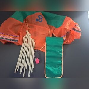 Rare VTG Barbie Western Fun Camping Playset 1990 Tent Canopy +Accessories